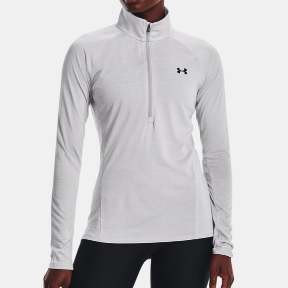 UA Women's Tech Twist 1/2 Zip Top Size Lg Pale Grey - Picture 5 of 6